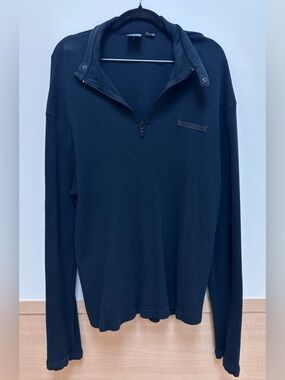 A/X Armani Exchange Men's Black Quarter-Zip Knit Pullover XXL